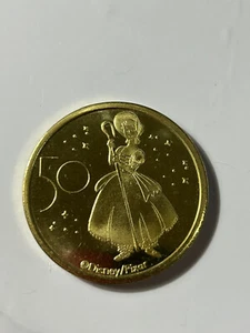 Disney World 50 Anniversary Commemorative Medallion Gold Coin BO PEEP - Picture 1 of 2