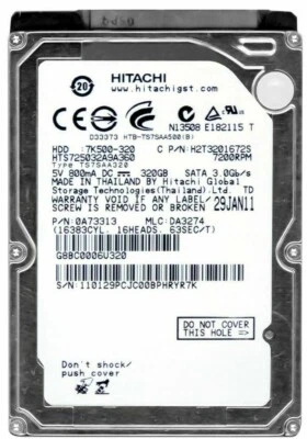 Hitachi Travelstar 7K500 320GB 7200U/Min 16MB SATA II HTS725032A9A360 2.5'' " - Image 1 of 3