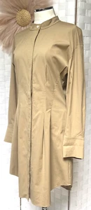 Abito Camicia THEORY Khaki Kalsingas Cotone Elasticizzato Popeline Collo Mandarino Taglia L - Foto 1 di 16