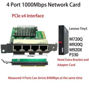 4 Ports PCIE Gigabit Ethernet Controller Card Designed for Lenovo Small Cases - Bild 1 von 11