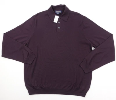 Camisa Brooks Brothers Para Hombres XXL Roja Lana Merino Polo Manga Larga Pullover NUEVO Foto 1 de 4