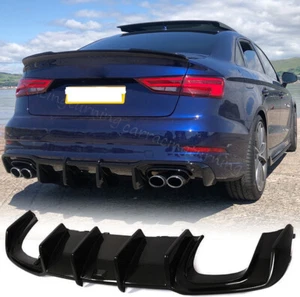Alerón difusor parachoques trasero negro brillante aletas labiales para Audi S3 A3 SLINE 2017-20 - Imagen 1 de 17