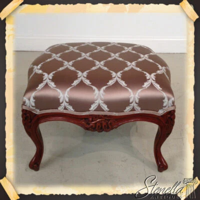 L21267: Decorator French Louis XIV Style Mahogany Stool or Ottoman ~ New - Image 1 of 4