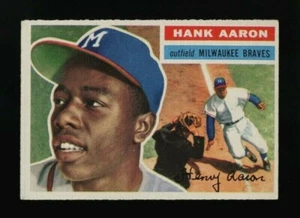 1956 TOPPS #31 HANK AARON EX+ GRAY BACK BRIGHT COLOR PERFECT FOCUS GREAT PRICE - Picture 1 of 2