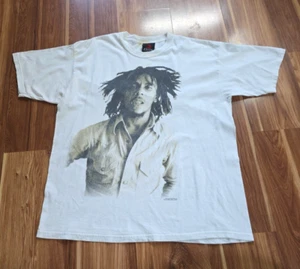Vintage Y2k Bob Marley Zion Rootswear T Shirt XL Double Sided Reggae Music Rasta - Picture 1 of 14