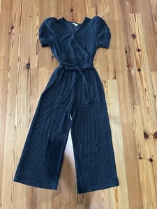Habitual Kid boutique Girls Charcoal Gray Fleece Belted Jumpsuit 12 - Picture 1 of 5