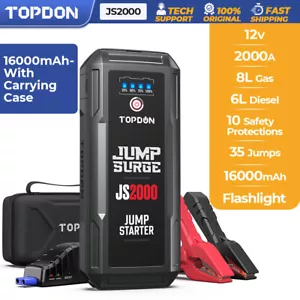 TOPDON Jump Starter 2000A Portable 12 Volt Car Battery Heavy Duty High Booster - Picture 1 of 21