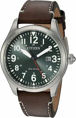 Citizen Chandler Eco Drive Green Dial Leather Band Men's Watch - BM6838-09X NEW - Image 1 of 3
