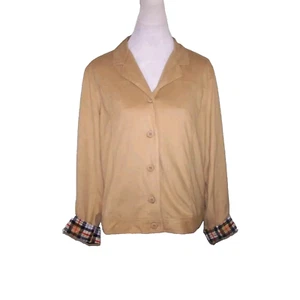 Jessica Holbrook Jacket Women Large Butter Soft Faux Suede Plaid Lined Button Up - Picture 1 of 10