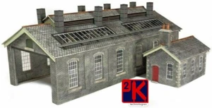 Metcalfe PO337 S&C Style Stone Built Engine Shed Die Cut Card Kit 00 RM48 Post - Picture 1 of 8