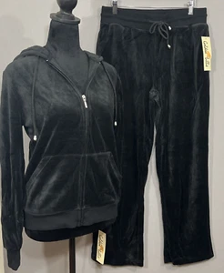 Golden Lillie Cotton Blend Black Jumpsuit Set Zip Drawstring Womens Size Medium - Picture 1 of 10