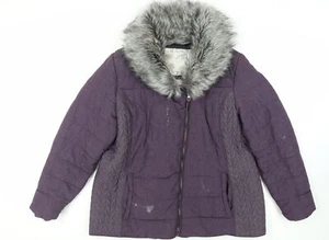 RJR.John Rocha Womens Purple Quilted Jacket Size 20 Zip - Faux Fur Collar - Picture 1 of 10