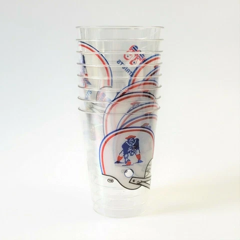 VTG 80s New England Patriots Plastic Party Cups Set of 6 Drinking Tumblers NFL Cover