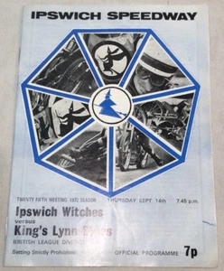 Programma Speedway Ipswich v Kings Lynn "British League Div 1" da collezione 1972 - Foto 1 di 9