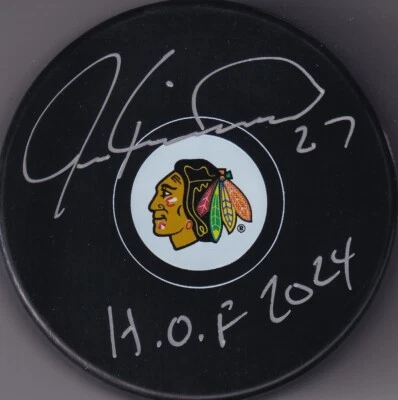 BECKETT JEREMY ROENICK "HOF 2024" SIGNED CHICAGO BLACKHAWKS HOCKEY PUCK 1W803868 - Image 1 of 3