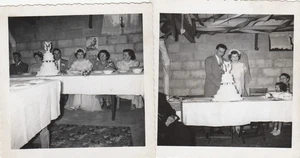 (2) 50er Jahre Vintage Fotos einer Braut, Bräutigam, Empfang/Torte, Fundfotos - Bild 1 von 4