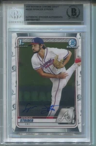 2020 Spencer Strider Bowman Chrome Draft AUTO ROOKIE SIGNED Rc BGS BAS Authentic - Picture 1 of 2