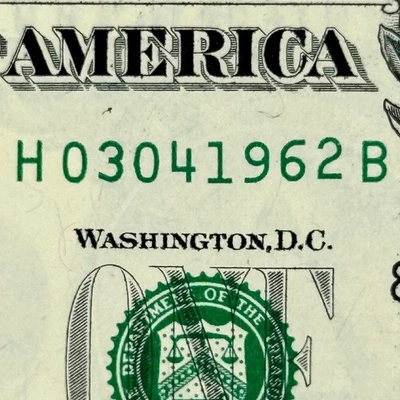 March 4th 1962 3rd April Dollar Bill Uncirculated Birthday Note $1 Fancy Serial - Image 1 of 4