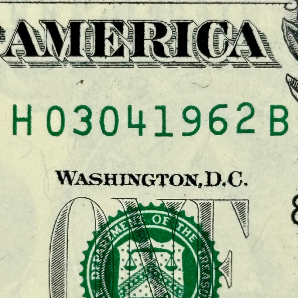 March 4th 1962 3rd April Dollar Bill Uncirculated Birthday Note $1 Fancy Serial - Image 1 of 4