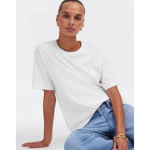 Madewell Cotton Relaxed Oversized Tee Eyelet White Medium NWT - Picture 1 of 8