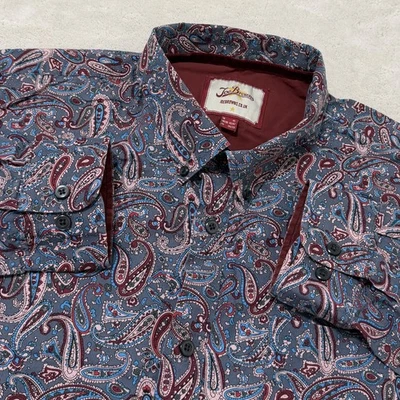 Joe Browns рубашка мужская XL синий пейсли печать на пуговицах длинным рукавом современный - Изображение 1 из 4