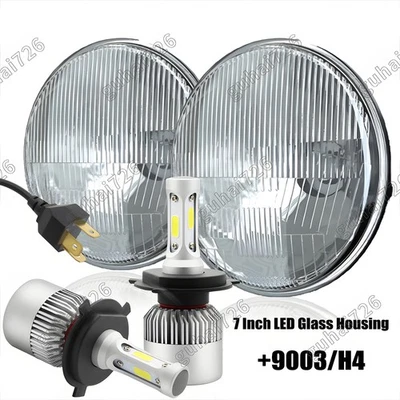 Faro redondo VIDRIO LED 7 pulgadas H4, conversión ORIGINAL CLASSIC LOOK cromado Foto 1 de 4