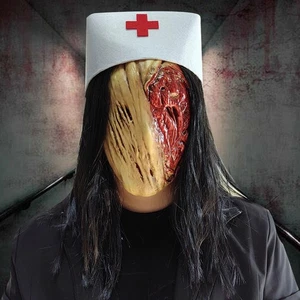 Máscara Terror Enfermera Tocado Cabello Largo utilería Vestir Protector Facial Halloween Realizar - Imagen 1 de 8