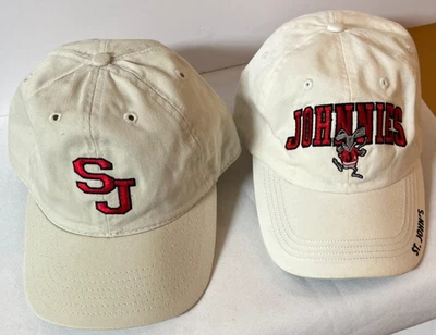 Lot of 2 St. John's University Cotton Hat CAPS, Johnnies Rat Logo, SJ Size Large - Image 1 of 3
