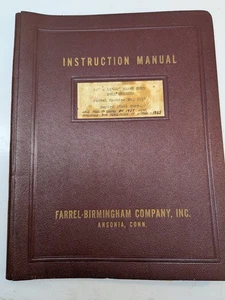 Farrel Birmingham Co. Instruction Manual Parts List Heavy Duty Roll Grinder VTG - Picture 1 of 7