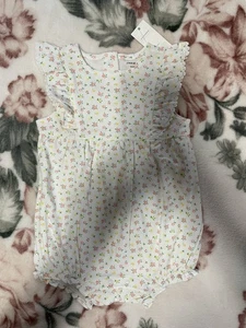 NWT Girls Size 12-18 Months Floral Romper One Piece By Janie And Jack - Picture 1 of 3