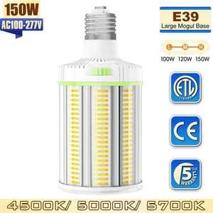LED Corn Light Bulb 150W E39 Mogul Base, Warehouse High Bay Light Adjustable CCT - Picture 1 of 13
