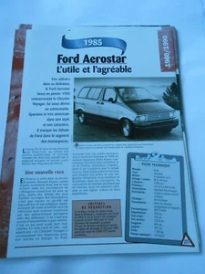 Ford Aerostar 1985 Fiche Technique Auto - Picture 1 of 1