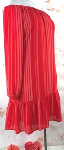 Abito donna nuovo con etichette $60, chiave rame, rosso a righe vita bassa, M - Foto 1 di 6
