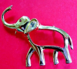 REPUBLICAN ELEPHANT LOVER VINTAGE OLEET GOLDEN PIN W RED RHINESTONE - Picture 1 of 4