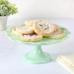 Highbrook 11" Handmade Jadeite Glass Cake Stand - Ruffle Trim - Picture 1 of 1