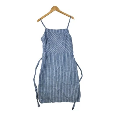 Vestido recto Banana Republic mezcla de lino a rayas talla 10 azul/blanco Foto 1 de 4