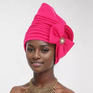 Sombrero de hiyab musulmán africano para mujeres nigeriano con moño gorro envolvente turbante gorra - Imagen 1 de 31