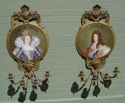 Bronze Sconces  32" H 17" W   Louis XVI  -  Marie de` Medici,  Make Offer Cover