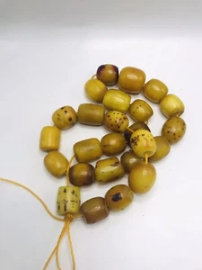 Vintage Yemen Butterscotch Amber Bakelite Faturan Prayer Beads Necklace - Picture 1 of 5
