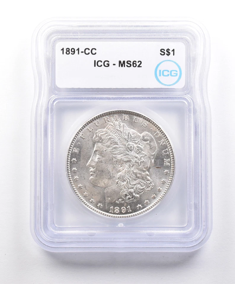 1891-CC Morgan Silver Dollar MS62 ICG *3259 - Image 1 of 3
