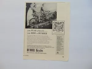 1948 HUMBER BICYCLES Don't push a bike ride a Humber vintage art print ad - Picture 1 of 1
