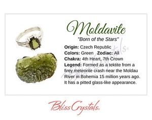 MOLDAVITE Crystal Information Card, Double sided #HC42 - Picture 1 of 2