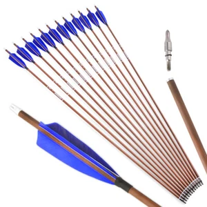 6/12X 31'' Archery Pure Carbon Arrow 4'' Shield Natural Feather ID6.2mm Shooting - Picture 1 of 19