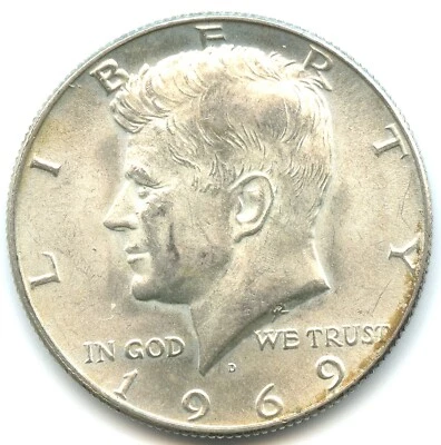 USA mezzo dollaro argento Kennedy 1969 D qualità n. 344 - Immagine 1 di 2