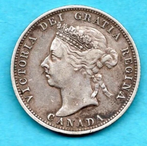1892 CANADA, TWENTY FIVE CENTS SILVER COIN. QUEEN VICTORIA QUARTER DOLLAR. 25 C. - Picture 1 of 2