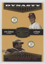2004 Donruss Throwback Threads Dynasty /1500 Reggie Jackson Catfish Hunter HOF