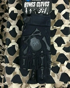 New LARGE HK Army Bones Paintball Gloves - Black/Black - Picture 1 of 7
