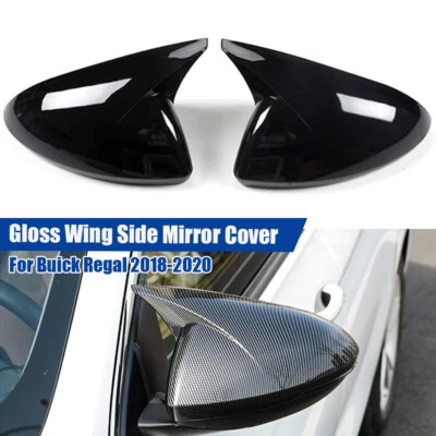Cubierta de tapa de espejo lateral estilo cuerno negro brillante para Buick Regal 2018-2020 complemento Foto 1 de 4