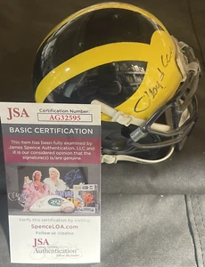 LLOYD CARR SIGNED MICHIGAN WOLVERINES SCHUTT MINI HELMET JSA COA - Picture 1 of 2