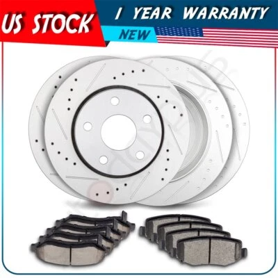 Front & Rear Brake Rotors And Pads For 2007 2008 2009 2010-2017 Jeep Wrangler Foto 1 de 4